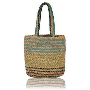 Sac fourre-tout d'été tendance en jute écologique 2026, sac à main en jute rayé, sac de plage en jute, vente en gros pour femmes - Product Image 6