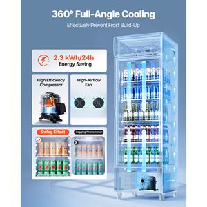 Refrigerador Comercial con Puerta de Vidrio, Enfriador de Bebidas de 15.9 Pies Cúbicos, Exhibidor - Product Image 3