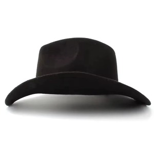 Dark Black Leather Australian Outback Cowboy <b>Hat</b> Braided Band Buckle Wide <b>Western</b> Style Men Women - Product Image 5