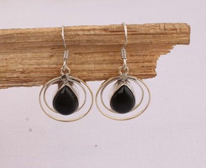 Dainty Black Onyx Earrings 925 Sterling <b>Silver</b> Minimalist Jewelry Small Black Gemstone <b>Studs</b> for Women Thin <b>Silver</b> Earrings - Product Image 2