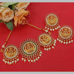 Gold Plated <b>Pottery</b> Stone Temple Choker Necklace <b>Set</b> 10581201PGR Exquisite Fine Jewelry <b>Set</b> - Product Image 1