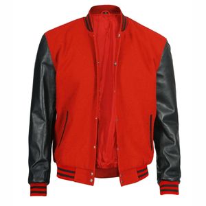 Vestes universitaires en gros, broderie de logo personnalisée, corps en laine, manches en cuir PU, veste de baseball, vestes uniformes d'équipe - Product Image 1