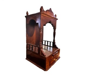 Handcrafted Modern Small Solid Wood Pooja <b>Mandir</b> | Open Tabletop Home Temple for Living Room & Apartment | Jodhpur Export - Product Image 2