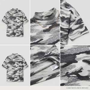 T-shirt à col haut imprimé camouflage pour femme, style streetwear oversize, épaules tombantes, coupe ample, tee-shirt de sport pour femme - Product Image 6