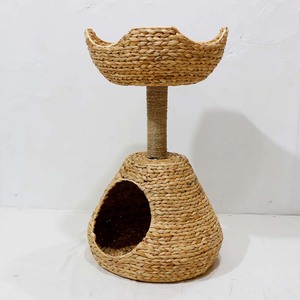 Natural Water Hyacinth Cotton Filled Classic <b>Cat</b> Tree Tower Condo <b>Scratching</b> <b>Post</b> Eco-friendly Durable Indoor Use Removable - Product Image 6