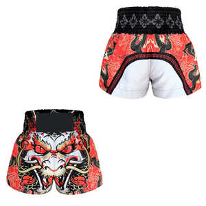 Pantalones Cortos de Muay Thai para Niños, Pantalones Cortos Tradicionales de Boxeo Tailandés, Pantalones Cortos de Corte Alto para Mujer con Bordado Tribal Dorado - Product Image 6