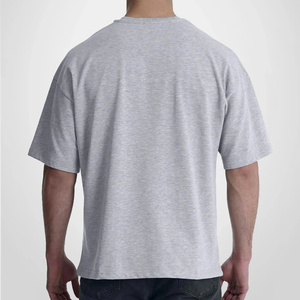 Camiseta de cuello redondo extragrande de nueva llegada, estilo urbano, de algodón grueso, corte holgado, informal y a la moda para hombre. - Product Image 5