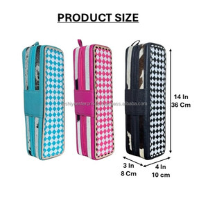 Luxury Pink Checkered Tooled Cowhide Leather Curling & <b>Straightener</b> Iron Holder Travel Friendly Heat Safe <b>Hair</b> Styling Organizer - Product Image 2