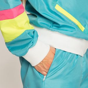 Color Blocking Track Suit Set Men Women <b>80</b> Style Sporty Jogging <b>Outfit</b> Teal Yellow Pink Knitted Polyester Breathable Spring Wear - Product Image 5