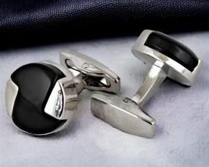 Boutons de manchette personnalisés de luxe pour hommes |   Boutons de manchette en acier inoxydable et argent sterling 925 |   Bijoux de manchette pour chemise de mariage en gros - Product Image 4