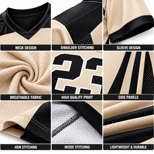 Maillot de football américain personnalisé, sublimé, à manches courtes, col en V, respirant, en maille, uniforme d'équipe, nom et numéro personnalisés - Product Image 3