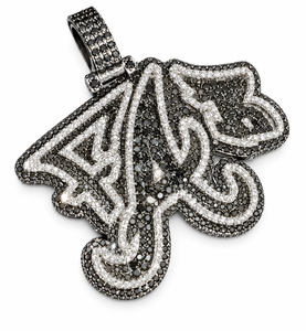 Pendentif personnalisé en argent sterling plaqué or rose avec lettres FA3 en moissanite noire, entièrement serti, style hip-hop, unisexe, pour soirée, luxe - Product Image 1