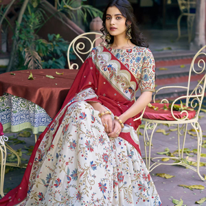 Elegant Traditional Printed Lehenga Choli Premium Tussar Silk Wedding & Festival Wear Handcrafted Indian Ethnic Bridal Outfit - Product Image 1