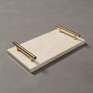 High Demand Design Marble Tray Decorative Trays Stone Tray Serving Tray Marble Serving Tray Metal Handle At very best Price - Product Image 4
