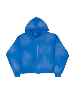 Sweat à capuche décontracté en molleton épais 100 % coton, couleur noir délavé, avec fermeture éclair, style streetwear, confort quotidien - Product Image 3