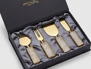 <b>Cheese</b> <b>Knife</b> <b>Set</b> With Stone Handles Gold Plated Metal Utensils For Serving <b>Cheese</b> Tableware Dining Use And Wedding Use - Product Image 4