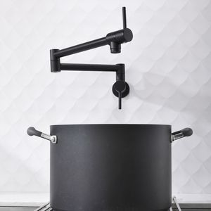 Rubinetto da Cucina a Parete in Ottone Lucido con Doppia Maniglia, 1/2FT NPT, Struttura in ABS Nero - Product Image 3