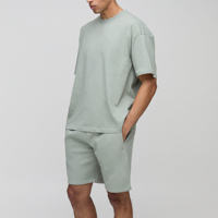Ensembles courts personnalisés pour hommes : T-shirt oversize et short à cordon – Tenue décontractée d'été deux pièces – Marque privée Streetwear