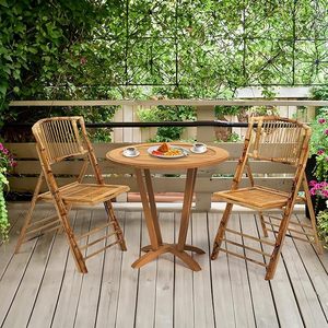 Bamboo Folding <b>Chair</b> Rustic Slat Back Portable Natural Seating for Indoor Outdoor Patio Event Living Space Wholesale - Product Image 1