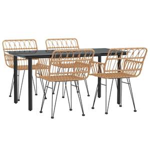 Grand ensemble de salle à manger de jardin en polyrotin noir durable avec verre trempé pour une expérience culinaire extérieure impressionnante - Product Image 3