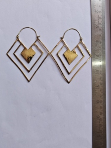 Pendientes de Oro con Diamantes en Capas Geométricas, Joyería Boho Minimalista con Colgante de Corazón para Mujer - Product Image 3