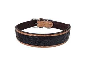 Genuine Western Leather <b>Dog</b> <b>Collar</b> Floral Pattern Durable Buckle Closure Classic Style All Seasons Use | Daily Use - Product Image 3