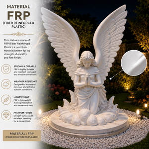 Statue décorative d'extérieur en pierre blanche, boule de lune lumineuse, sculpture de jardin déesse de la lune, design zen asiatique, artisanat religieux LED - Product Image 5