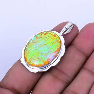 จี้โอปอลไฟร์ออสเตรเลียแบบสามเม็ด เงินแท้ 925 ทำมือ สไตล์โบโฮ เครื่องประดับโอปอลธรรมชาติ สร้อยคอสำหรับผู้หญิง - Product Image 5