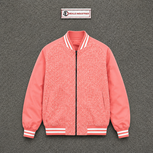 Veste rose élégante pour homme avec fermeture éclair, motif lettres, style décontracté, coupe classique, usage quotidien, moderne - Product Image 5