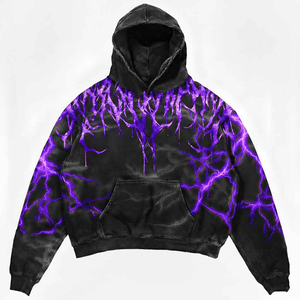 Sudadera con Capucha Estilo Hip Hop, con Efecto Desgastado y Bajo sin Rematar, Impresión Personalizada, Servicio OEM, 100% Algodón, Corte Regular, Secado Rápido y Transpirable - Product Image 4