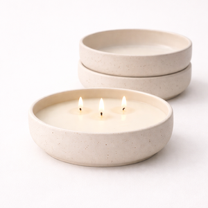 Recipiente de Cerámica para Velas con Textura Acanalada, Tazón Ancho, Pared Gruesa, Resistente al Calor, Acabado Mate, Triple Mecha, Decoración de Hogar de Lujo Reutilizable - Product Image 3