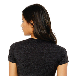 Camiseta Casual de Manga Corta para Mujer, Cuello Redondo, Color Negro Sólido, Corte Ajustado, Tejido de Punto Jersey, 100% Algodón, Transpirable, para Todas las Temporadas - Product Image 5