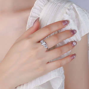 Anillos de compromiso de moissanita VVS de moda con engaste de burbujas y piedras de corte brillante redondo, banda de boda de plata de ley 925 - Product Image 2