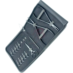 Kit professionnel de pinces pour extensions capillaires, couleur noire, en acier inoxydable de qualité chirurgicale, matériau personnalisé - Product Image 4