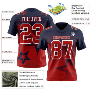 Custom American Football Jersey Unisex V Neck Short Sleeve Team Name <b>Number</b> <b>Star</b> Pattern Sublimation American Football Jersey - Product Image 2