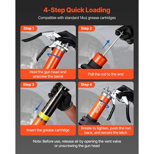 8000 PSI High Pressure Heavy Duty Pistol Grip Grease <b>Gun</b> Kit 14 oz Capacity Includes 18-Inch Flex <b>Hose</b> 1 Extension Rigid <b>Pipe</b> 1 - Product Image 5