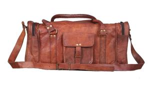 Handmade Genuine <b>Leather</b> Waterproof Lightweight Brown Anti-Theft Durable Large Capacity Weekender <b>Duffle</b> <b>Bag</b> for Men's Outdoor - Product Image 4