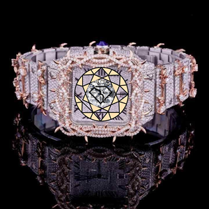 Reloj de Diamantes Moissanite, Reloj de Diseño de Lujo para Hombre, Diseño Personalizado, Joyería Hip Hop para Raperos, Reloj de Acero Inoxidable - Product Image 2