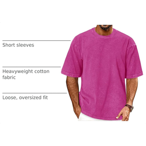 T-shirt Homme Oversize 100% Coton Délavé à l'Acide Violet Manches Courtes Col Rond Style Urbain Uni Vente en Gros 2026 ODM OEM - Product Image 5