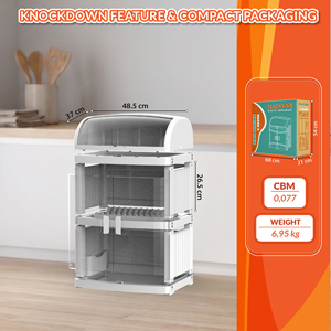 Escurridor de Platos Portátil Milano (3 Niveles) con Puertas Transparentes, Plástico Anti-Rayones e Irrompible, Diseño Moderno, Fácil de Limpiar, para Cocina - Product Image 3