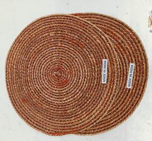 Mantel individual espiral de fibra natural de yute y seda con ribete rojo alegre, mantel individual redondo tejido a mano, sin plástico, reutilizable, perfecto para la mesa - Product Image 3