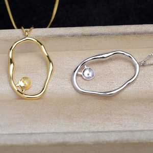 Chaîne de pull en argent S925, accessoire de fabrication de bijoux en perles DIY, avec perles semi-finies de 9-10 mm, support de couverture vide 5824 - Product Image 3