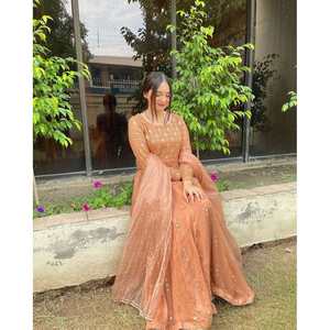 เสื้อผ้าจอร์เจียเจ็ตลำดับด้ายเสื้อทำงานกับลูกพีช dupatta - Product Image 1