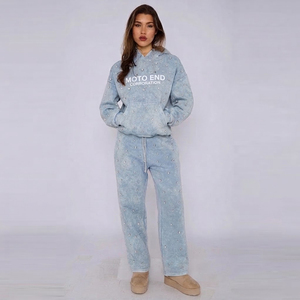 MOTO END CORPORATION Sweat à capuche en polaire surdimensionné avec strass, unisexe, hiver, streetwear hip-hop, veste de survêtement - Product Image 4