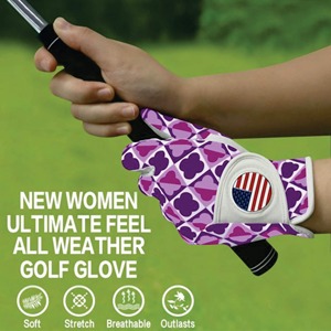 Purple Heart Pattern <b>Golf</b> Glove Right Hand Genuine Leather Non Slip Hook And Loop Closure <b>Women</b> Sports Glove Pakistan Advantage - Product Image 6