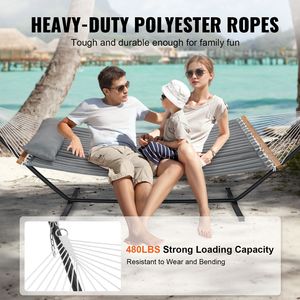 Due persone Heavy Duty doppio amaca 480lb capacità 12 FT acciaio supporto portatile borsa per il trasporto cuscino autoportante per esterni - Product Image 3
