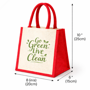 Bolsa de Yute Roja y Blanca de Moda con Frase Impresa, Bolsa de Compras Reutilizable Ecológica con Cierre Abierto y Asas - Product Image 3