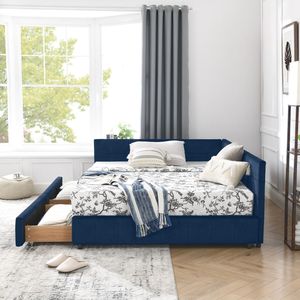 Full Size Tufted <b>Bed</b> Frame with <b>Storage</b> Comfortable Upholstered <b>Sofa</b> <b>Bed</b> Includes Backrest and Armrests for Bedroo - Product Image 6