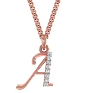 Rose Gold Letter A Pendant <b>Necklace</b> With Diamond Channel Setting Classic Everyday Wear Unisex Jewelry - Product Image 6