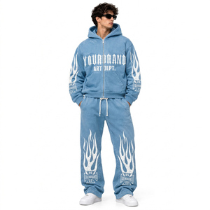 Conjunto Deportivo Personalizado para Hombre, Sudadera con Capucha y Pantalones de Felpa de Algodón Grueso, Diseño Gráfico Extragrande con Logotipo en Tono - Product Image 2